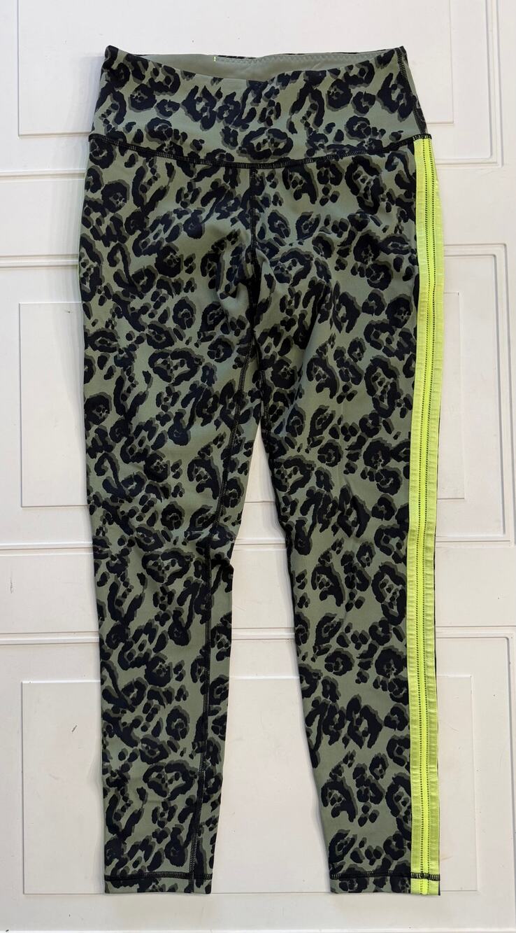 Victorias Secret Sport Womens Sz M Green Black Leopard Animal Print Neon Stripe